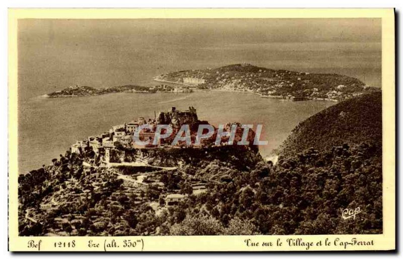 Old Postcard View Of The Eze Village and Cap Ferrat