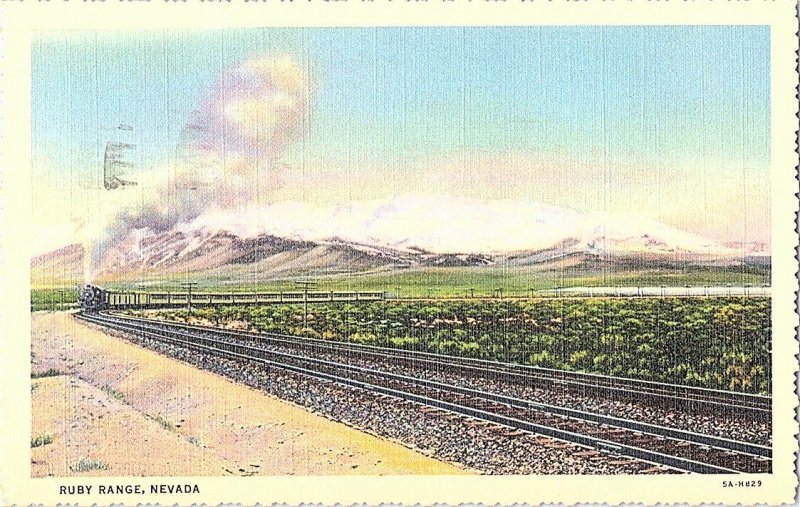 Ruby Range Wells Nevada Vintage Postcard Standard View Card Railroad Train 