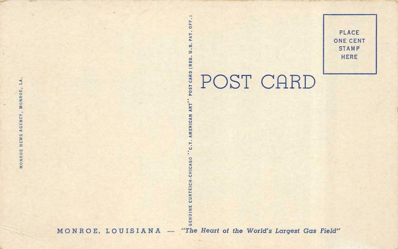 WEST MONROE, Louisiana~LA   BROWN PAPER MILLS~Smoke Stack c1940's Linen Postcard