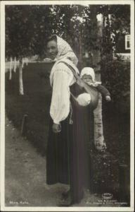 Sweden Mother & Baby Native Costume Mora Kulla Real Photo Postcard