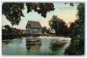 1910 Scene Forest Park Exterior Building River Lake Terre Haute Indiana Postcard