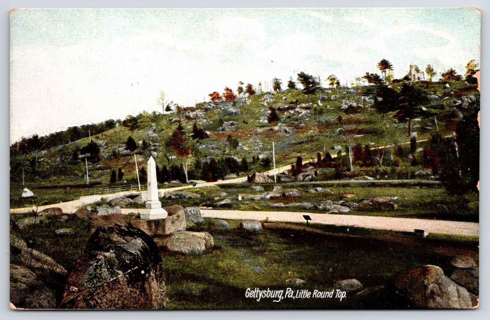 Gettysburg Pennsylvania Little Round Top Monuments Civil War Vintage