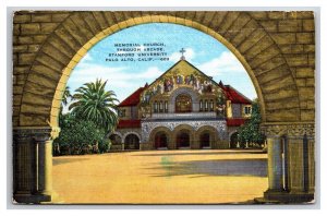 Memorial Church Stanford University California CA UNP Linen Postcard Z2
