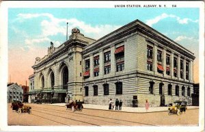 Postcard TRAIN STATION SCENE Albany New York NY AN8618