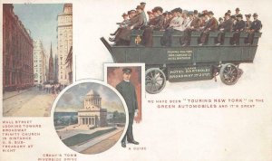 GREEN AUTOMOBILES SCENES OF NEW YORK ADVERTISING POSTCARD (c.1905)