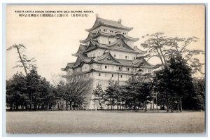 c1910 Castle Donjon Crowned with Gold Dolphins Nagoya Japan Postcard