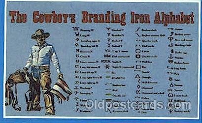 Cowboy's Branding Alphabet Western Cowboy, Cowgirl Unused 