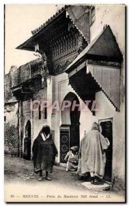 Old Postcard Morocco Meknes Gate marabout Sidi Amed