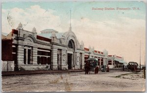 Railway Station Fremantle Australia Anvers Cancel Postcard H63 *as is