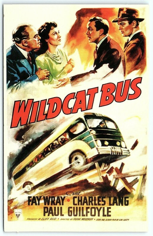 Postcard Route 66 Souvenirs Wildcat Bus Fay Wray Movie Poster RKO Drama A1