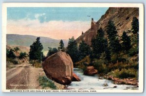 Yellowstone National Park Montana Postcard Gardiner River Eagle's Nest Rock 1920