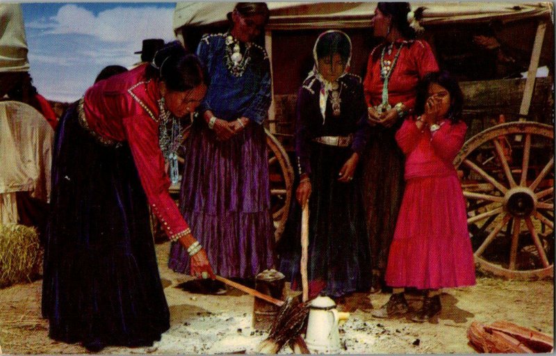 Navajo Women Around The Campfire Vintage Postcard Standard View Card