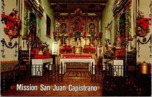 Vtg Mission San Juan Capistrano California Altar in Serra Chapel Chrome Postcard