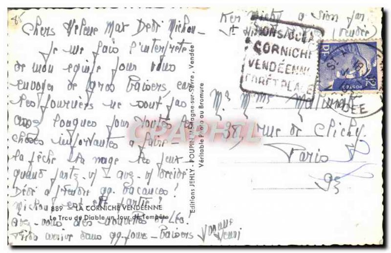 Postcard Modern Corniche vendeenne Devil hole one day storm