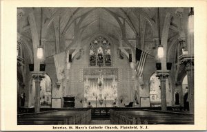 Vtg St Mary's Catholic Church Interior Plainfield New Jersey NJ Postcard