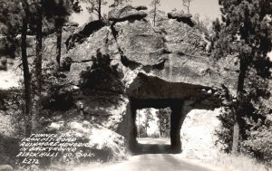 Postcard Real Photo Tunnel Iron Mountain Rushmore Memorial South Dakota RPPC