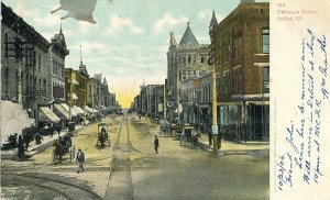 Postcard Antique Street View of Chicago Street, Joliet, IL.   .  S7