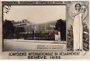 c.'32, RPPC Real Photo,Geneva Intl. Disarmament Conf,Trimmed, As Is,Old Postcard