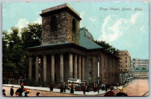 Vtg Boston Massachusetts MA Kings Chapel Street View 1910s Old Postcard