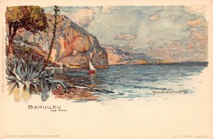 France Beaulieu Cap Roux Art by Manuel Wielandt Chromo litho postcard B906