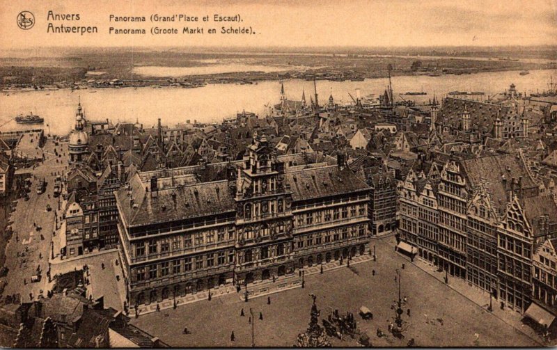 Belgium Anvers Panorama Grand'Place et Escaut