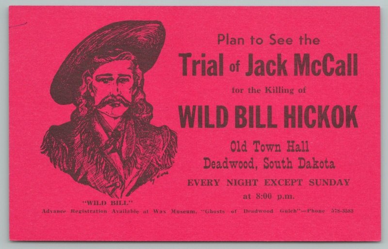 Deadwood South Dakota~Plan To See Trail of Jack McCall~Vintage Postcard