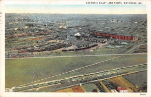 Waycross Georgia Atlantic Coast Line Shops Aerial View Vintage Postcard JF685699