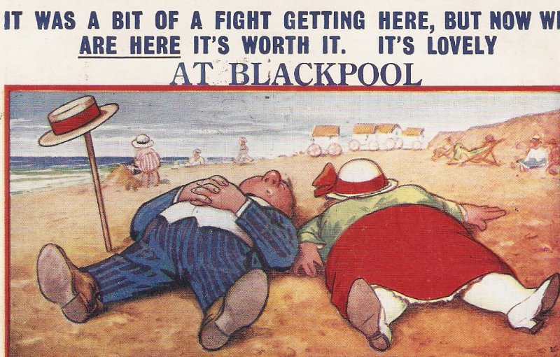 It was a bit of a fight getting here..  Bamforth Seaside Comic Ser. PC # 1882