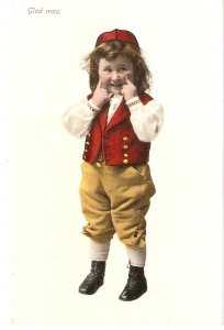 Smling boy in spickeys. . Nice old vintage Danish postcard