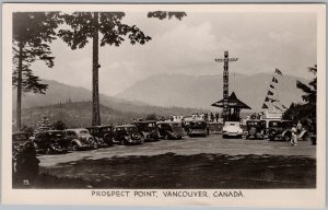 Prospect Point Vancouver Canada Totem Pole Vintage Cars RPPC Postcard H82