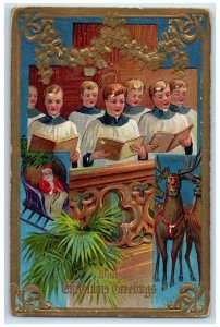 c1910's Christmas Greetings Boys Choir Nash Embossed McCune Kansas KS Postcard