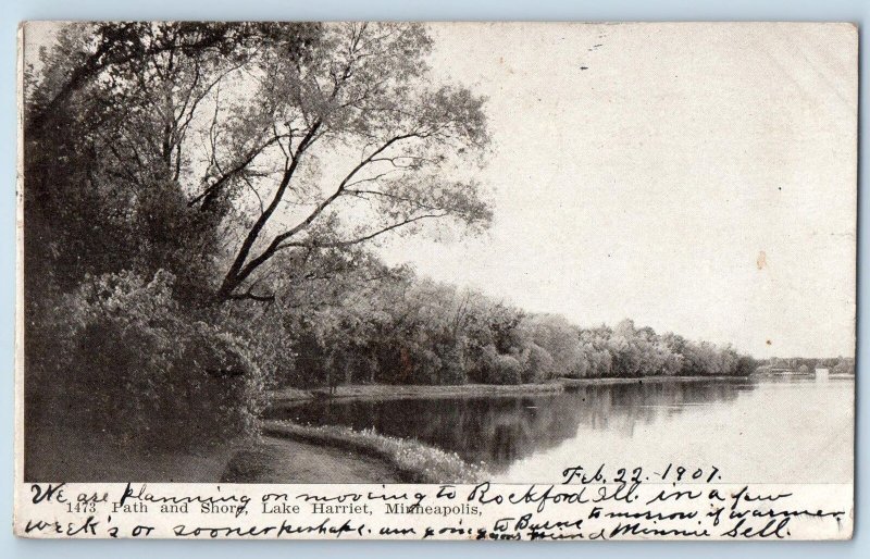 Minneapolis Minnesota MN Postcard Path And Shore Lake Harriet Scene 1907 Antique