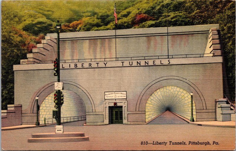 Pittsburgh PA Liberty Tunnels Postcard unused 1930s/40s