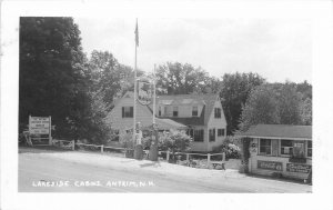 1950s Antrim New Hampshire Lakeside Cabins occupation RPPC Postcard 25-9171