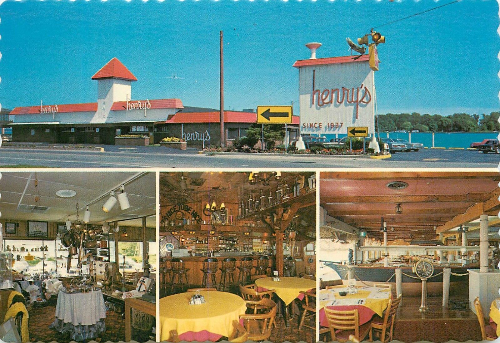 Henrys River Algonac Michigan old cars MI Postcard United States