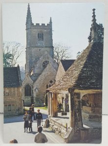 St Andrews Church and Market Cross Castle Combe England UK Vintage Postcard