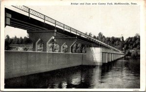 Bridge and Dam Over Caney Fork McMinnville TN Vintage Postcard V60