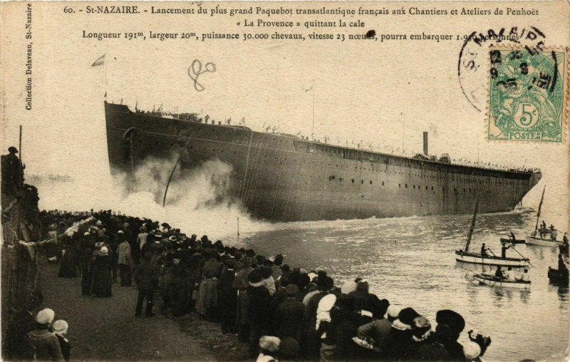 CPA ST-NAZAIRE Chantiers de Penhoet. Lancement de LA PROVENCE (864360)