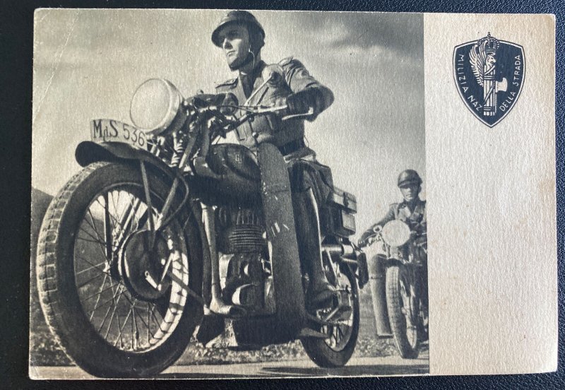 Mint Italy Real Picture Postcard Street National Police In Motorcycle