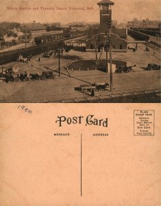 FREMONT NE UNION RAILWAY STATION ANTIQUE POSTCARD RAILROAD TRAIN DEPOT