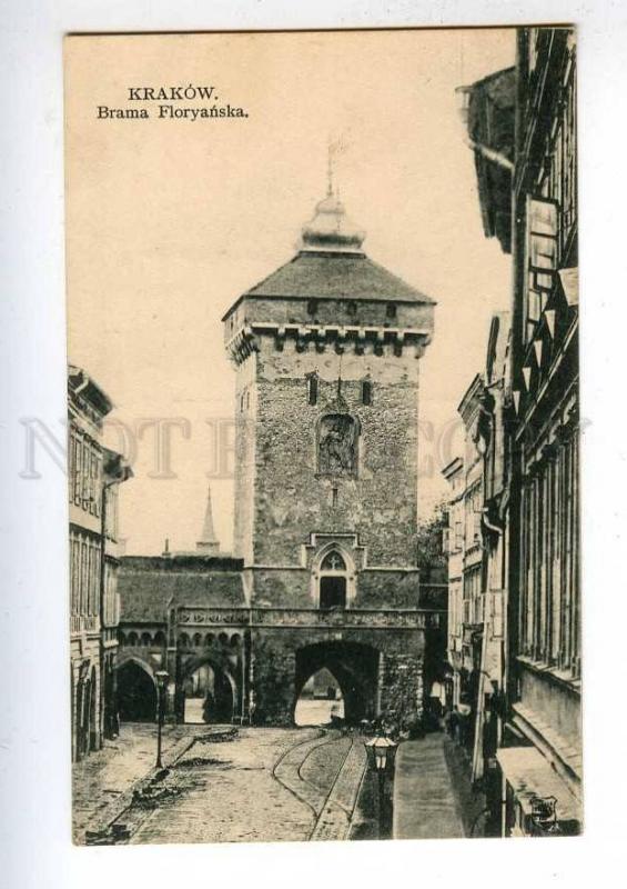 192362 POLAND KRAKOW Brama Floryanska street Vintage postcard