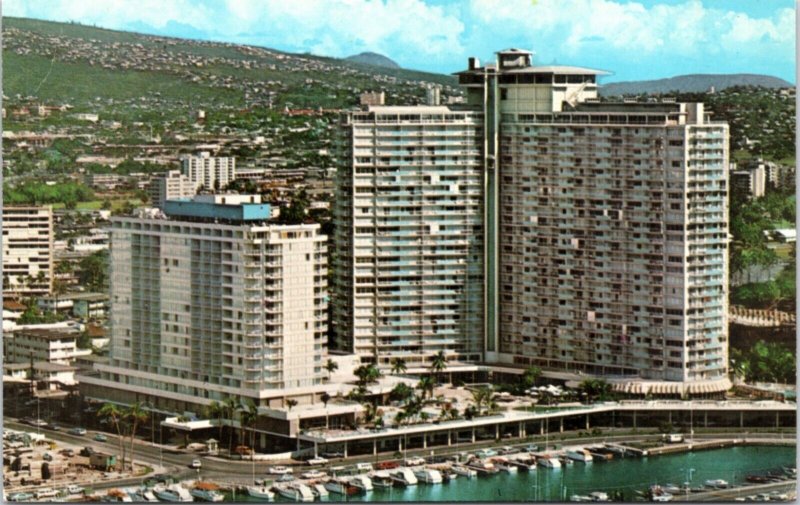 Postcard Hawaii - Ilikai Hotel - Overlooking Waikiki and the Yacht Harbor