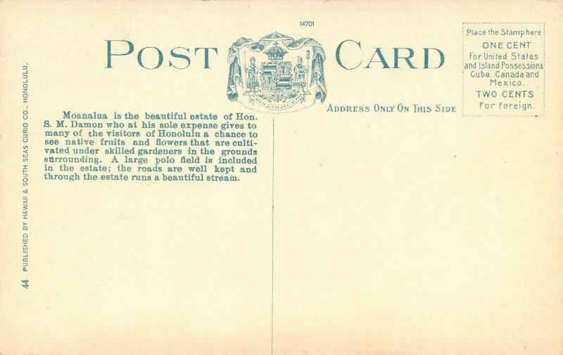 LPH02  Moanalua Honolulu   Hawaii Postcard Entrance