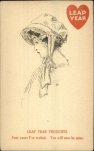 Leap Year G. Reiter Brill Postcard PRETTY WOMAN BONNET HAT xst