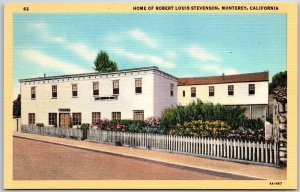 Home of Robert Louis Stevenson Monterey California CA Lovely Shrine Postcard