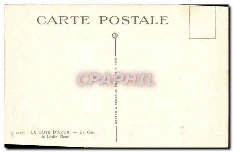 Old Postcard La Cote D & # 39Azur A Coin De Jardin Fleuri
