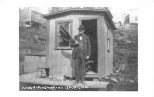 F77/ Hillsboro Flagman New Hampshire RPPC Postcard c1950s Railroad Depot 17
