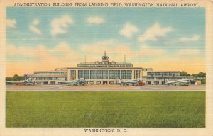 Washington National Airport Administration Building Linen Postcard