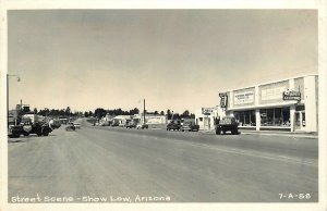 Postcard RPPC 1958 Arizona Show Low Cafe Variety & Clothing autos AZ24-3933