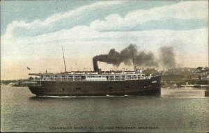 Steamship Ship Missouri Leaving Petoskey MI c1910 Postcard 